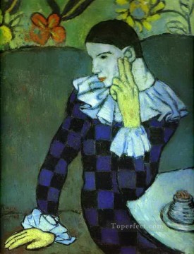 Leaning Harlequin 1901 Pablo Picasso Oil Paintings